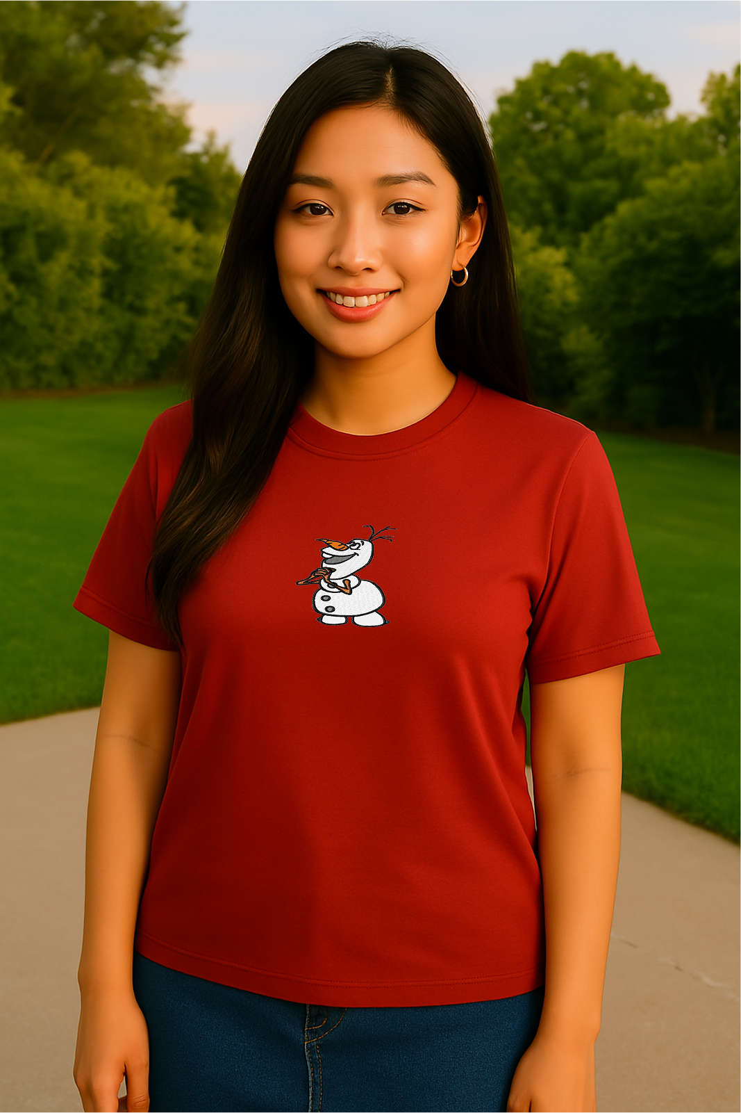 βοΈ Happy Snowman Embroidered Tee βοΈ (see the size chart)