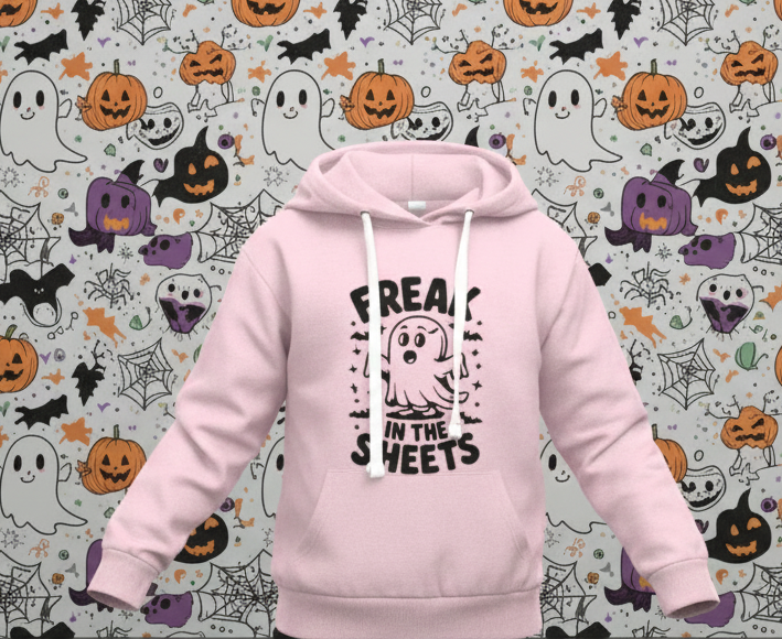🎃 “Freak in the Sheets 👻✨ | Kids Unisex Halloween Hoodie | 0–13 Yrs”