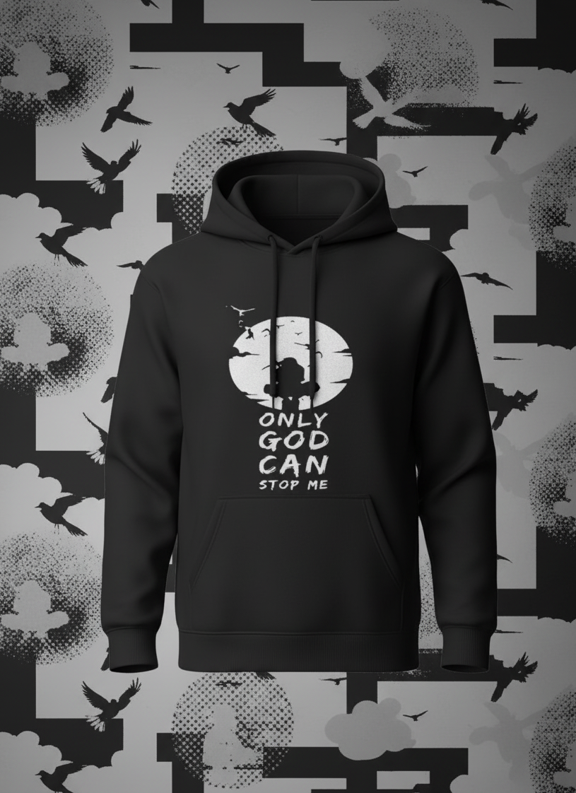 “Only God Can Stop Me” Hoodie White Puff Print Edition