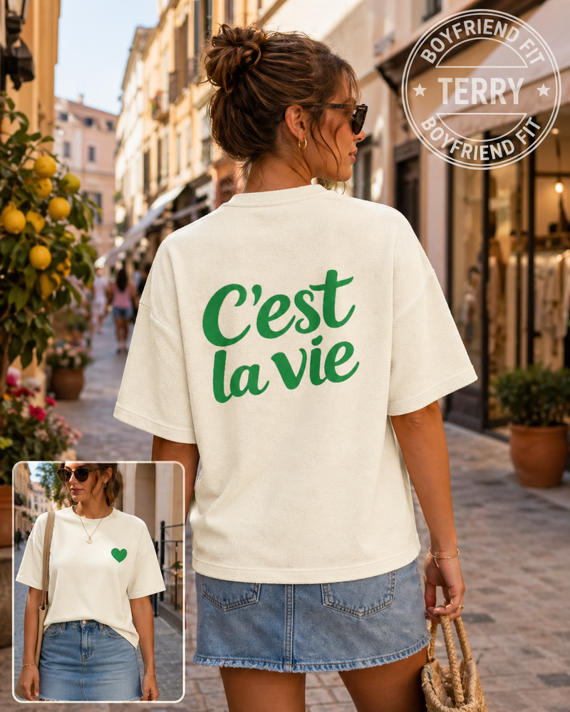C’est La Vie Terry Boyfriend Fit Tee