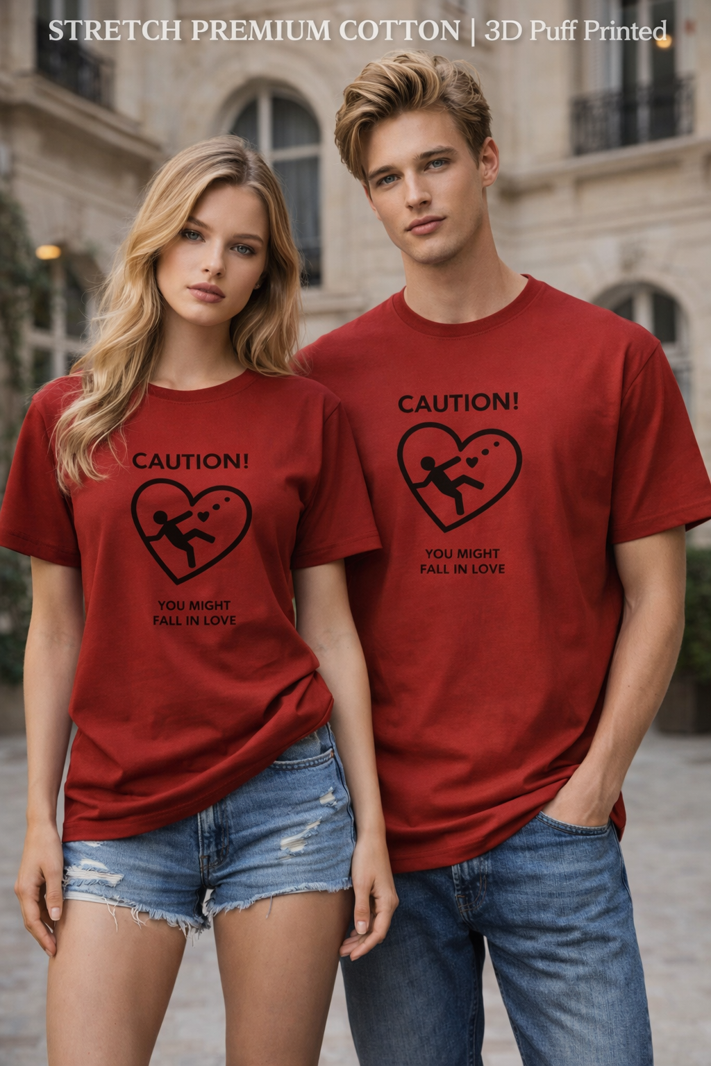 CAUTION! Puff Print Tee – Valentine Stretch Essential