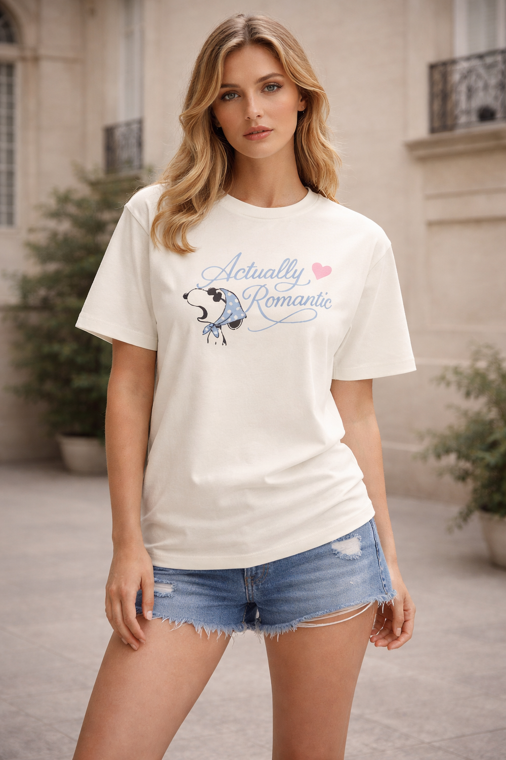 Actually Romantic Tee – Soft Valentine Energy 🤍