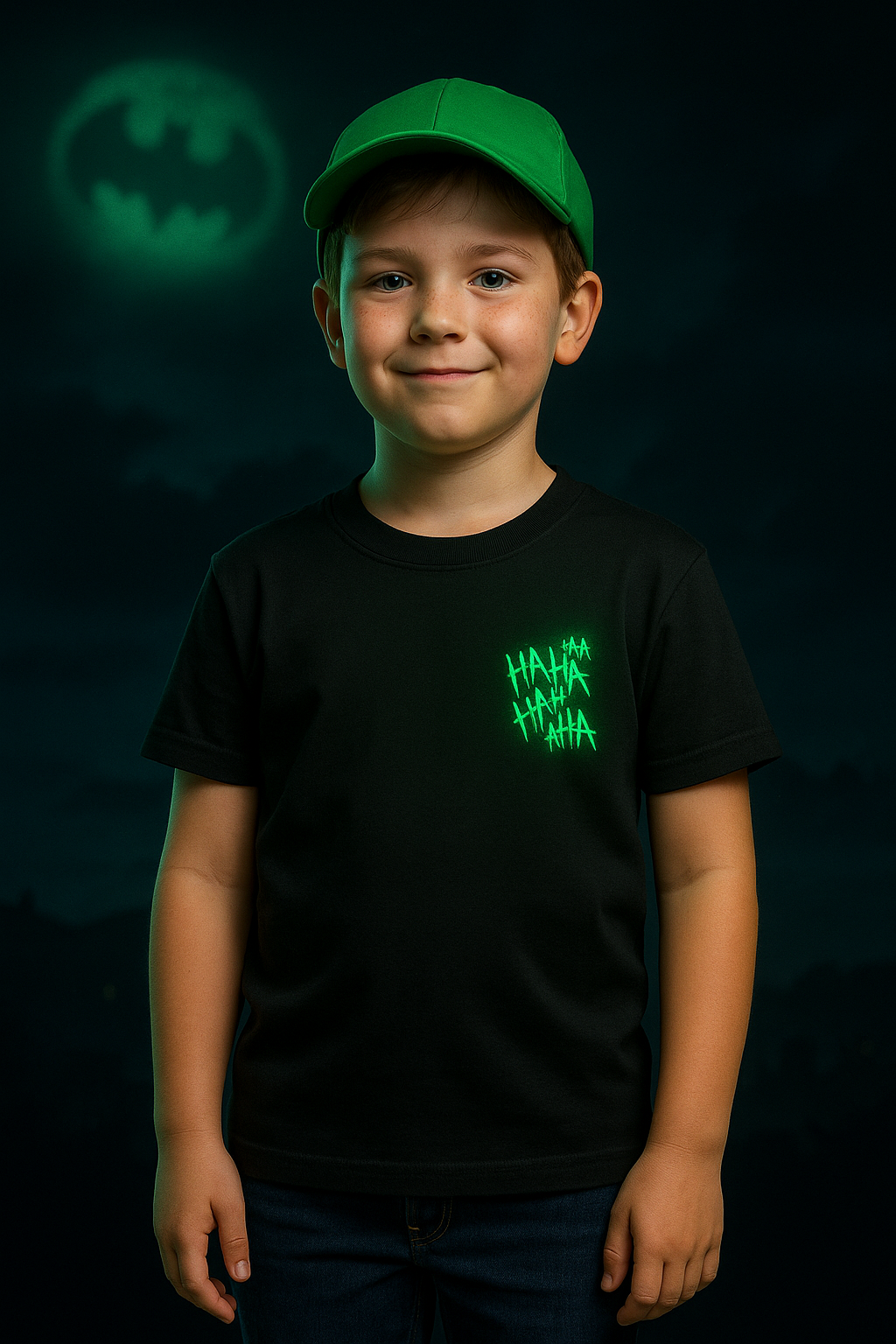 Glow-in-the-Dark Joker Face Tee – Boys 0–13 Yrs | Bold Streetwear Fun