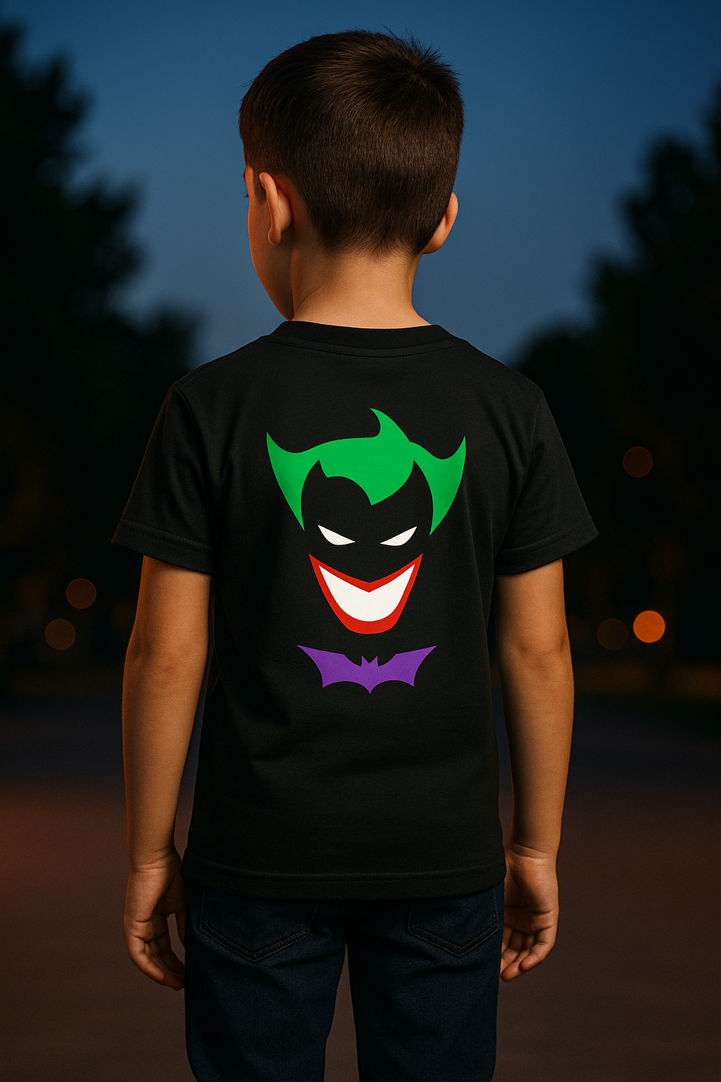 Glow-in-the-Dark Joker Face Tee – Boys 0–13 Yrs | Bold Streetwear Fun