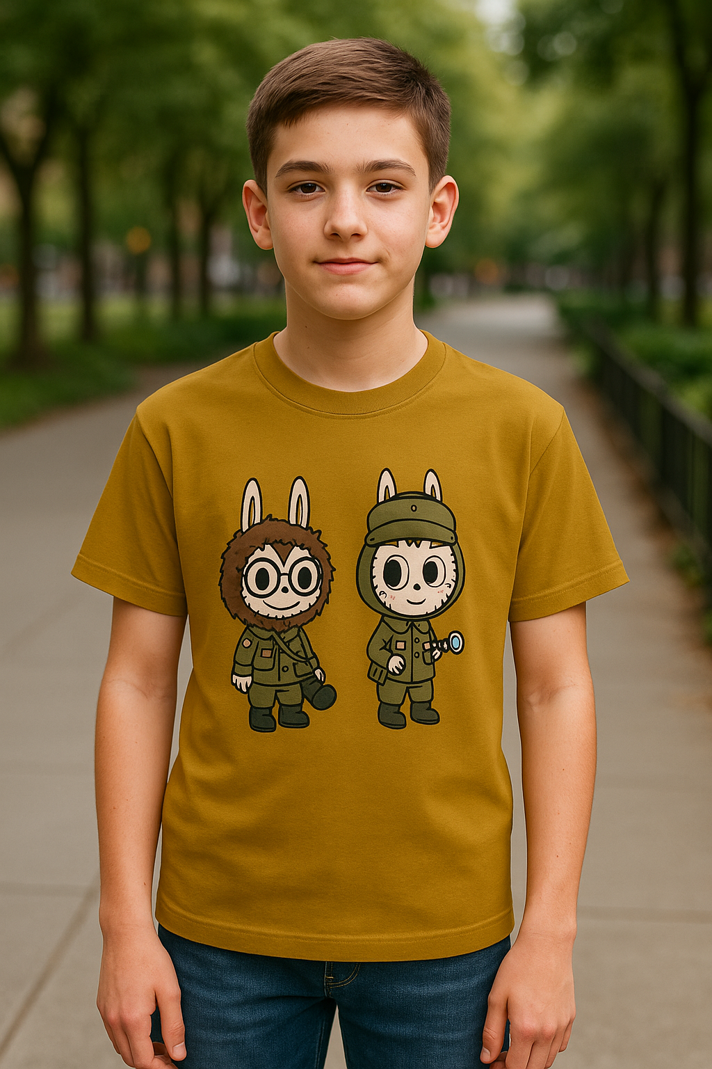 Labubu Mechanic Squad Tee – Playful Army Look T-shirt for Boys (0–13 Years)