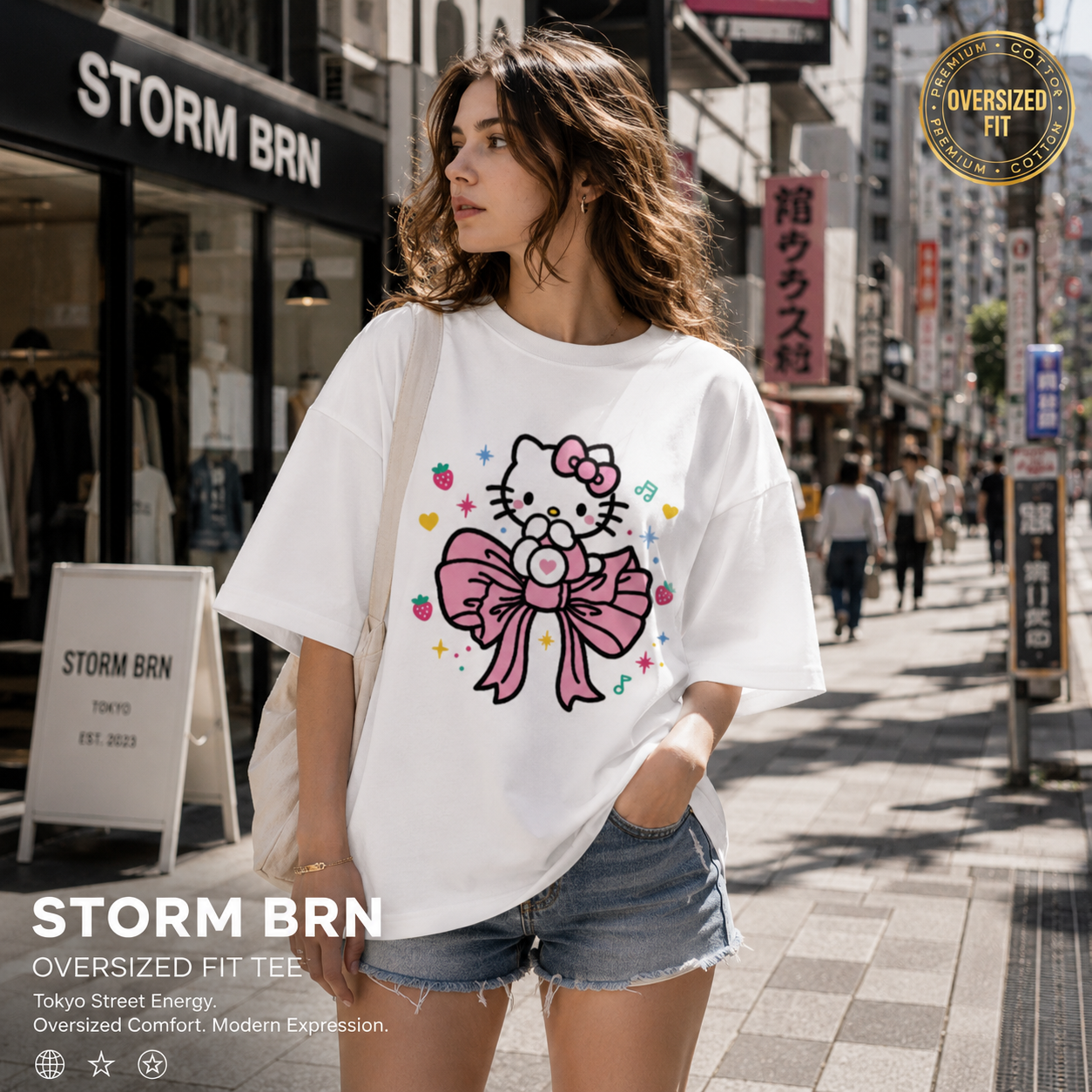 🎀 Kawaii Bow Oversized Tee