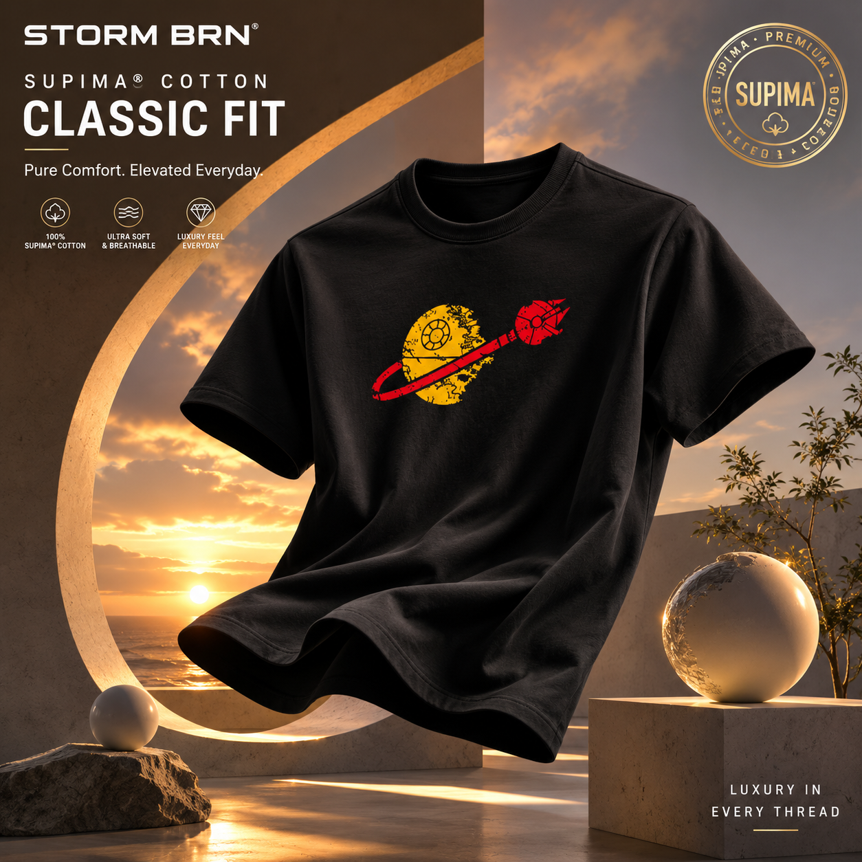 🚀🌕 Cosmic Rebel | Supima Cotton T-Shirt 🖤