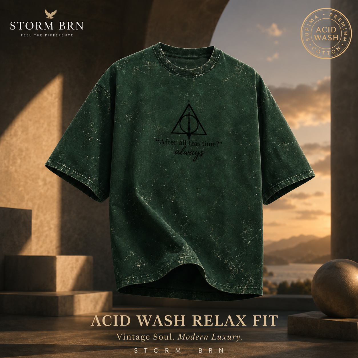 ⚡🪄Deathly Hallows -Relaxed Fit -Acid Wash | Harry Potter™ Inspired🖤