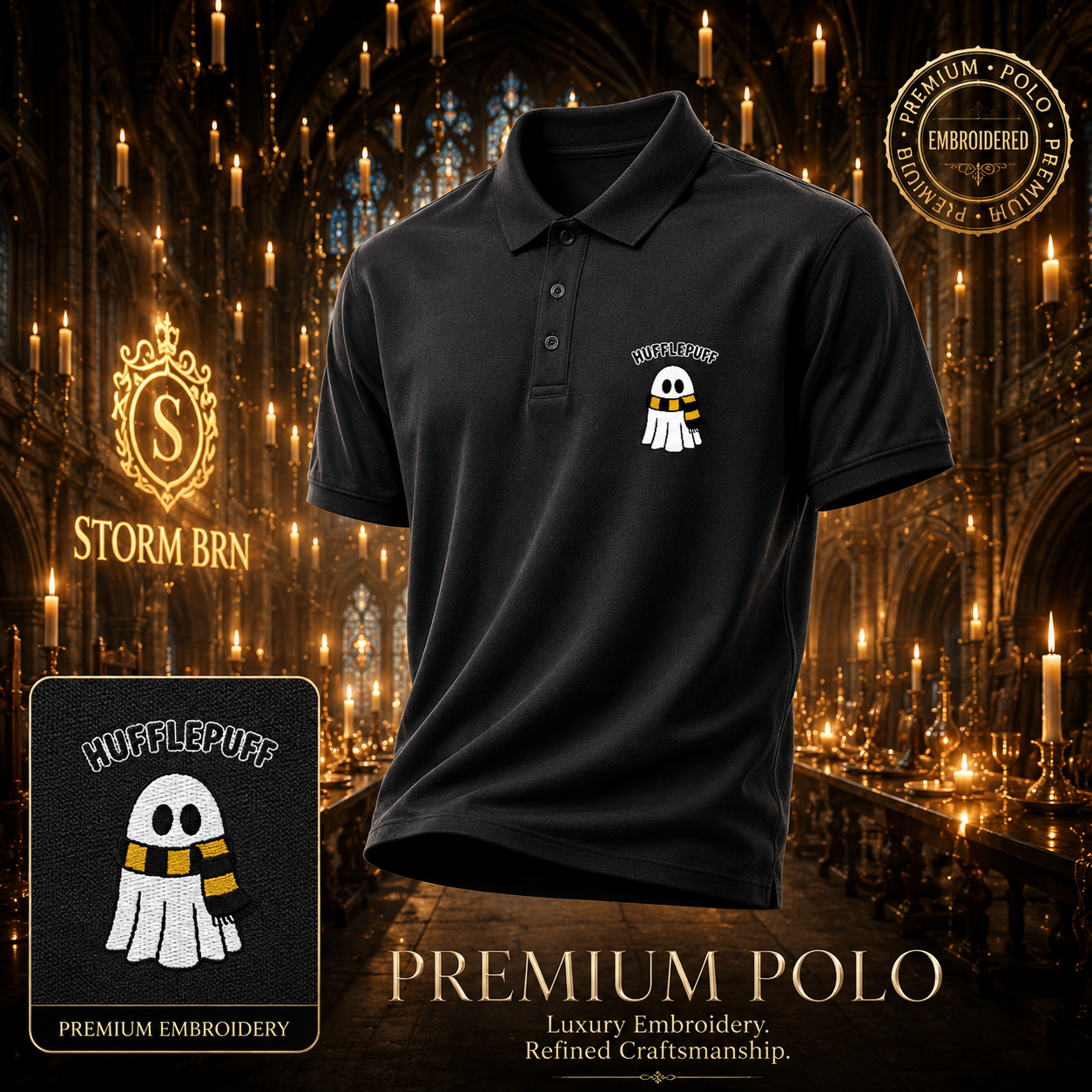 Hufflepuff Spirit Embroidered Polo 🦡✨💛