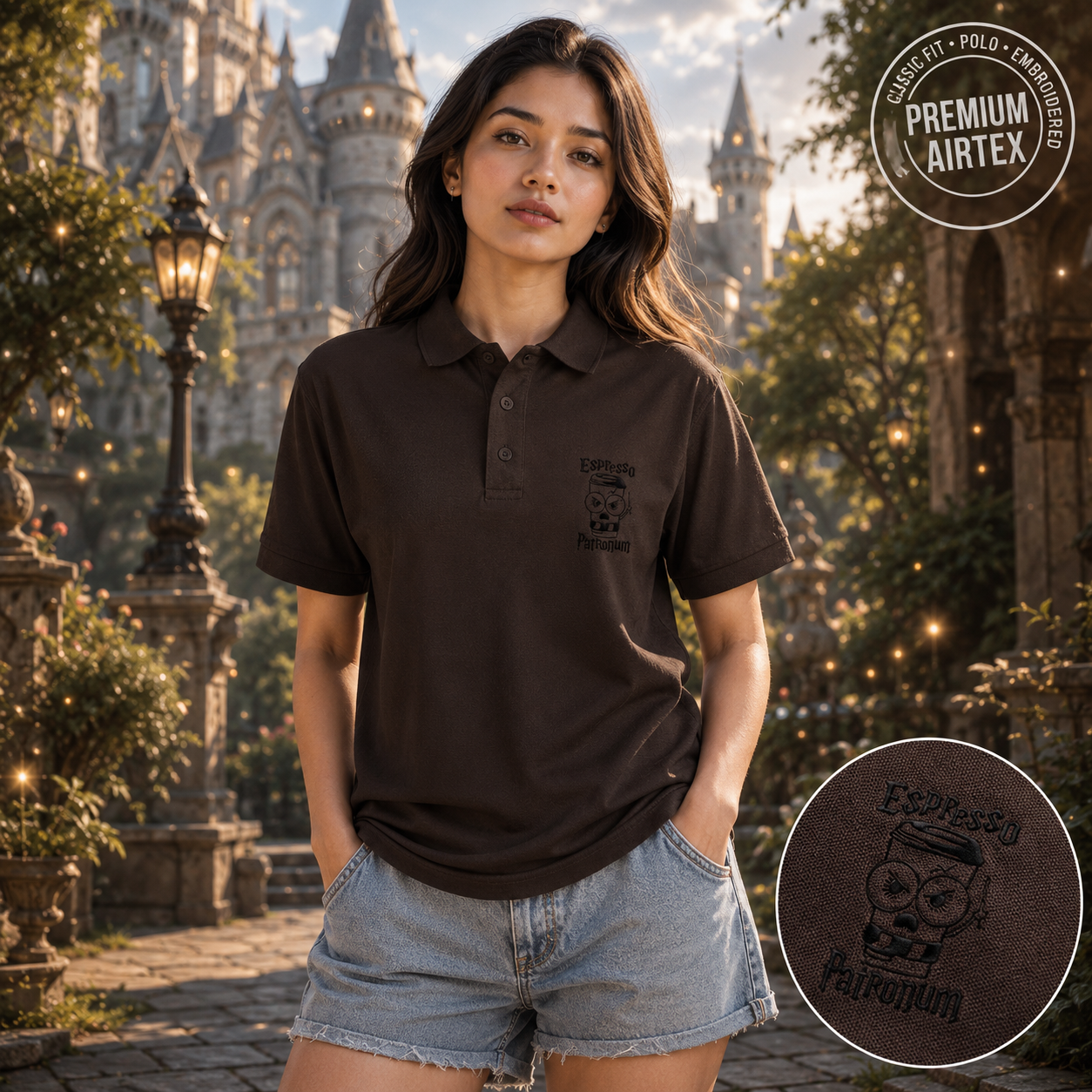 Espresso Patronum Embroidered Polo ⚡