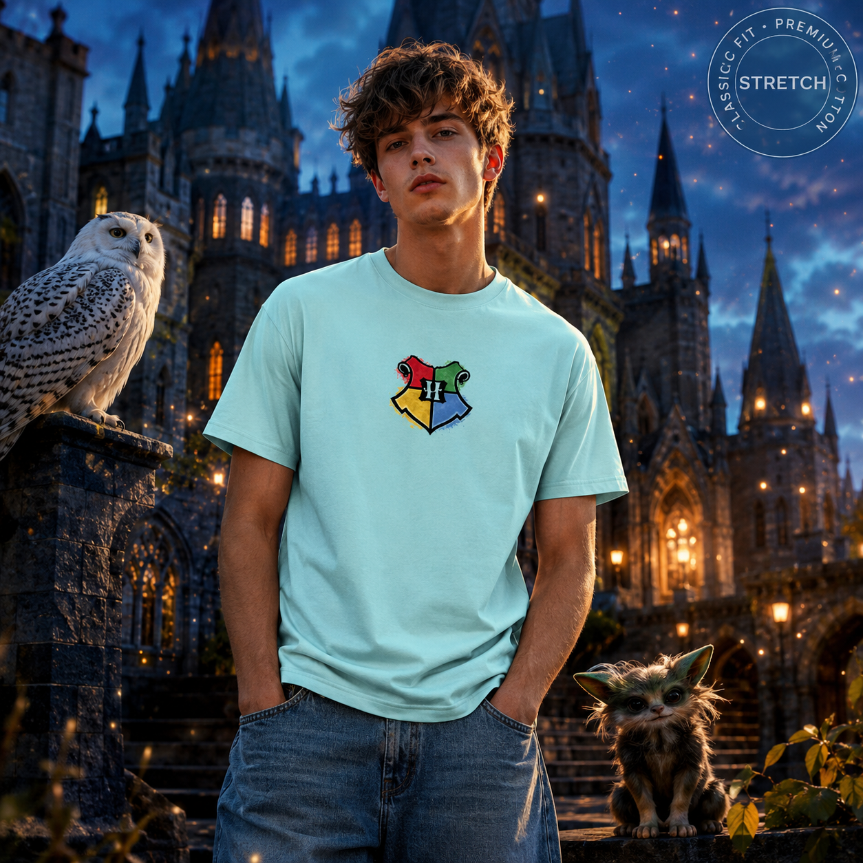 ⚡ Wizard House Stretch Tee 🦉✨