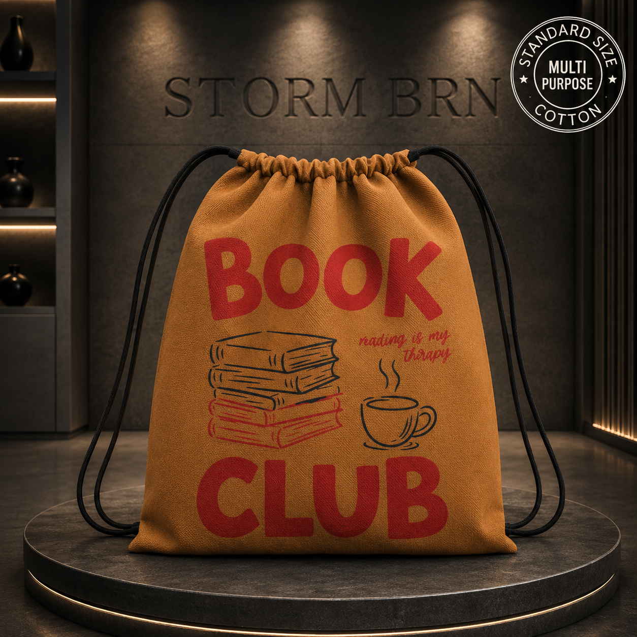 📚☕ BOOK CLUB Drawstring Bag