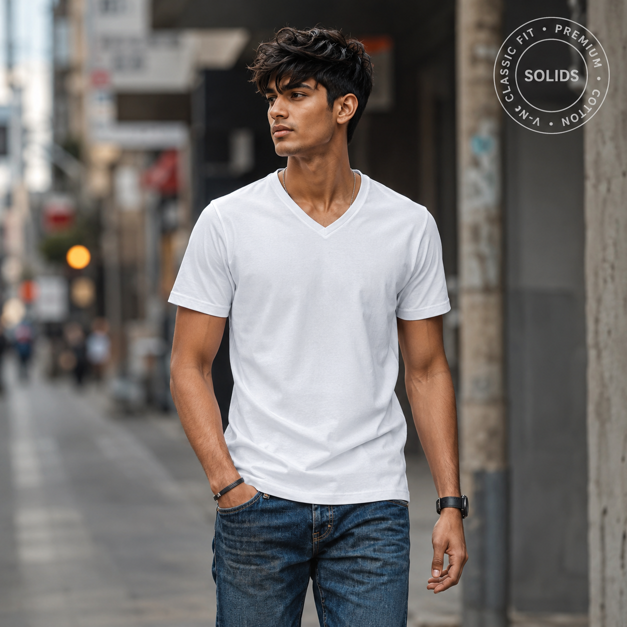 V-Neck T-Shirt – Solid | Clean Fit, Sharp V Energy 🔥
