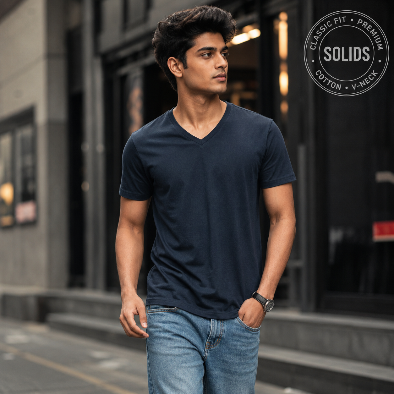 V-Neck T-Shirt – Solid | Clean Fit, Sharp V Energy 🔥