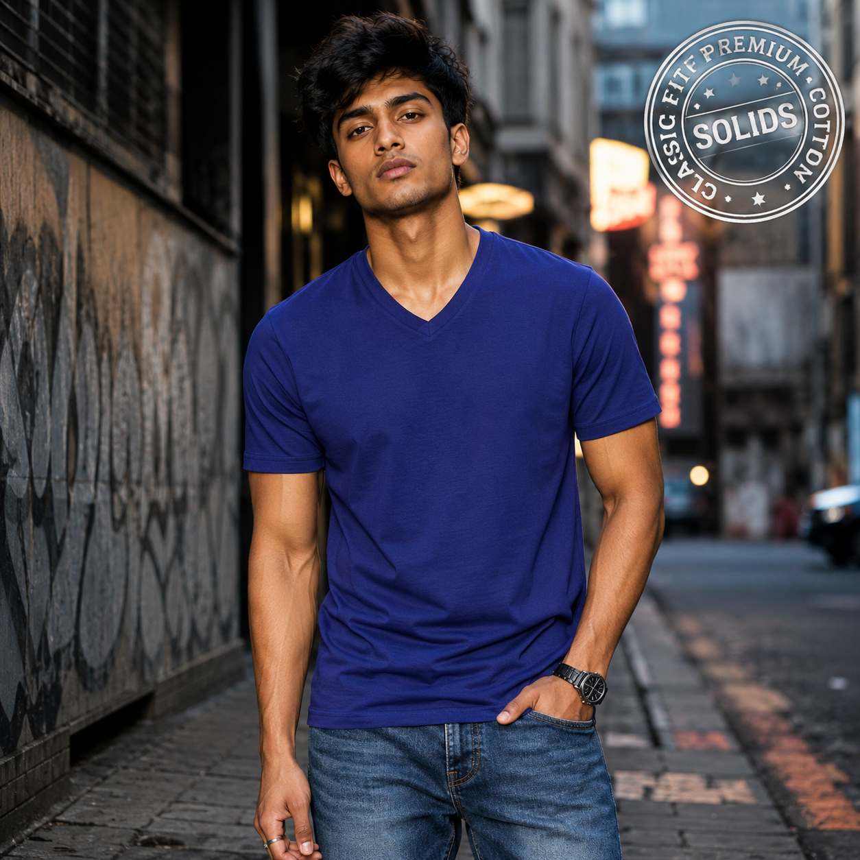 V-Neck T-Shirt – Solid | Clean Fit, Sharp V Energy 🔥