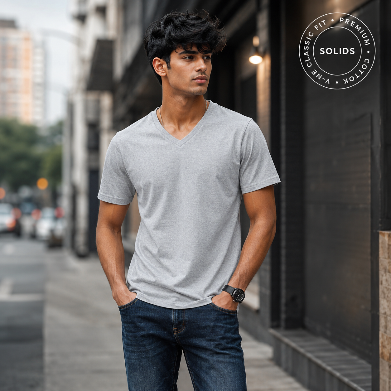 V-Neck T-Shirt – Solid | Clean Fit, Sharp V Energy 🔥