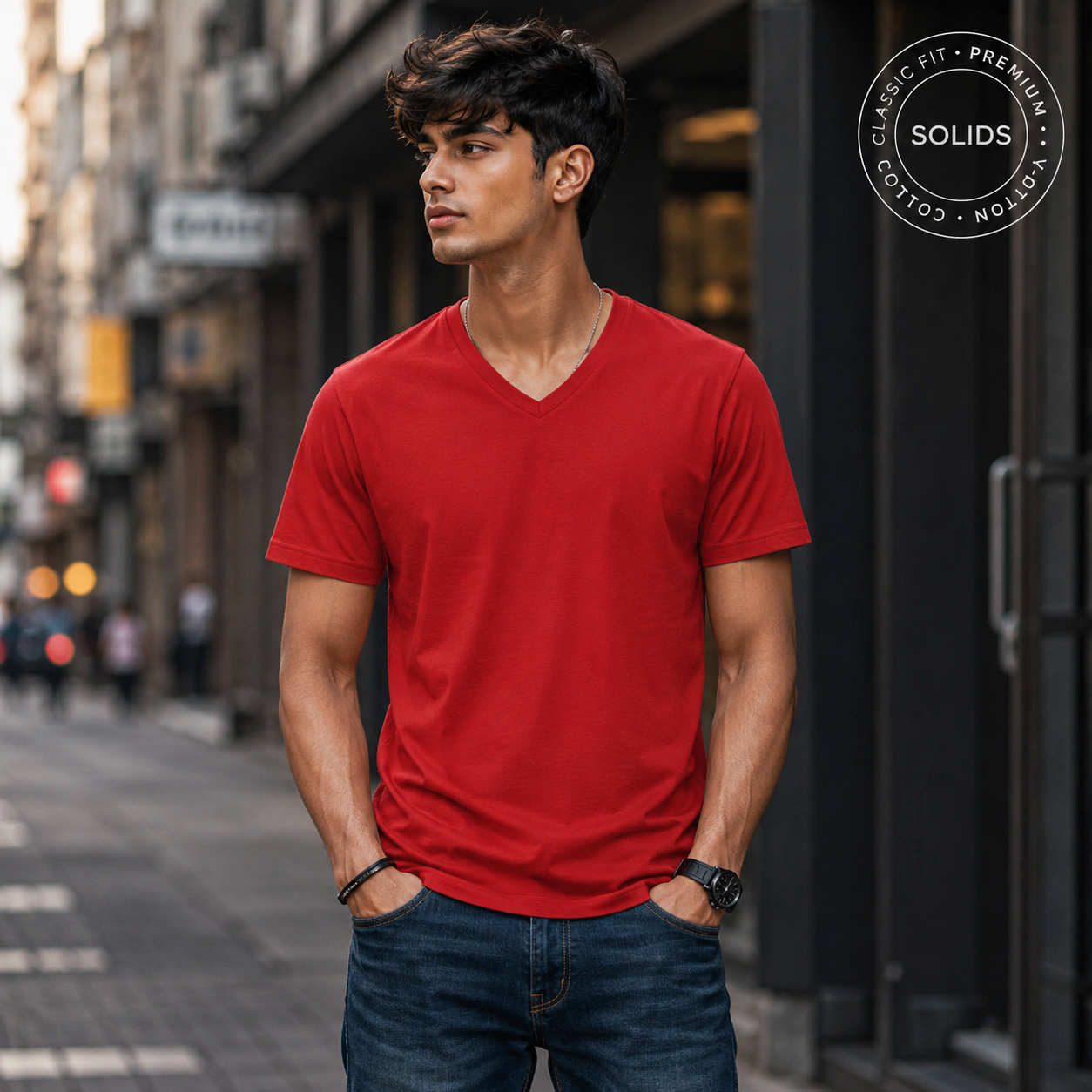 V-Neck T-Shirt – Solid | Clean Fit, Sharp V Energy 🔥