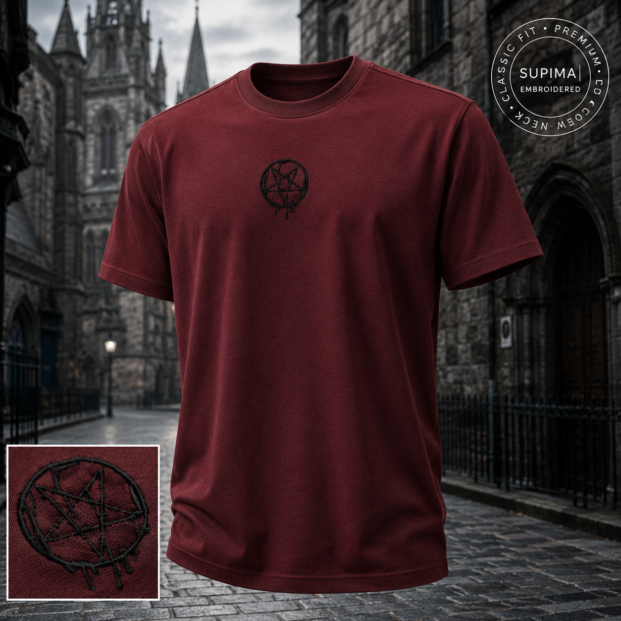 Crimson Ritual Embroidered Supima Tee