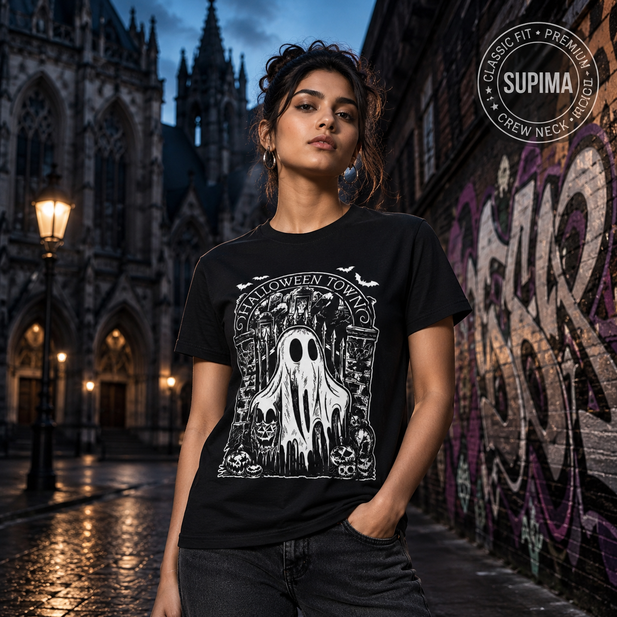 Storm BRN “Halloween Town” Supima T-Shirt – Gothic Street Drop 👻🔥