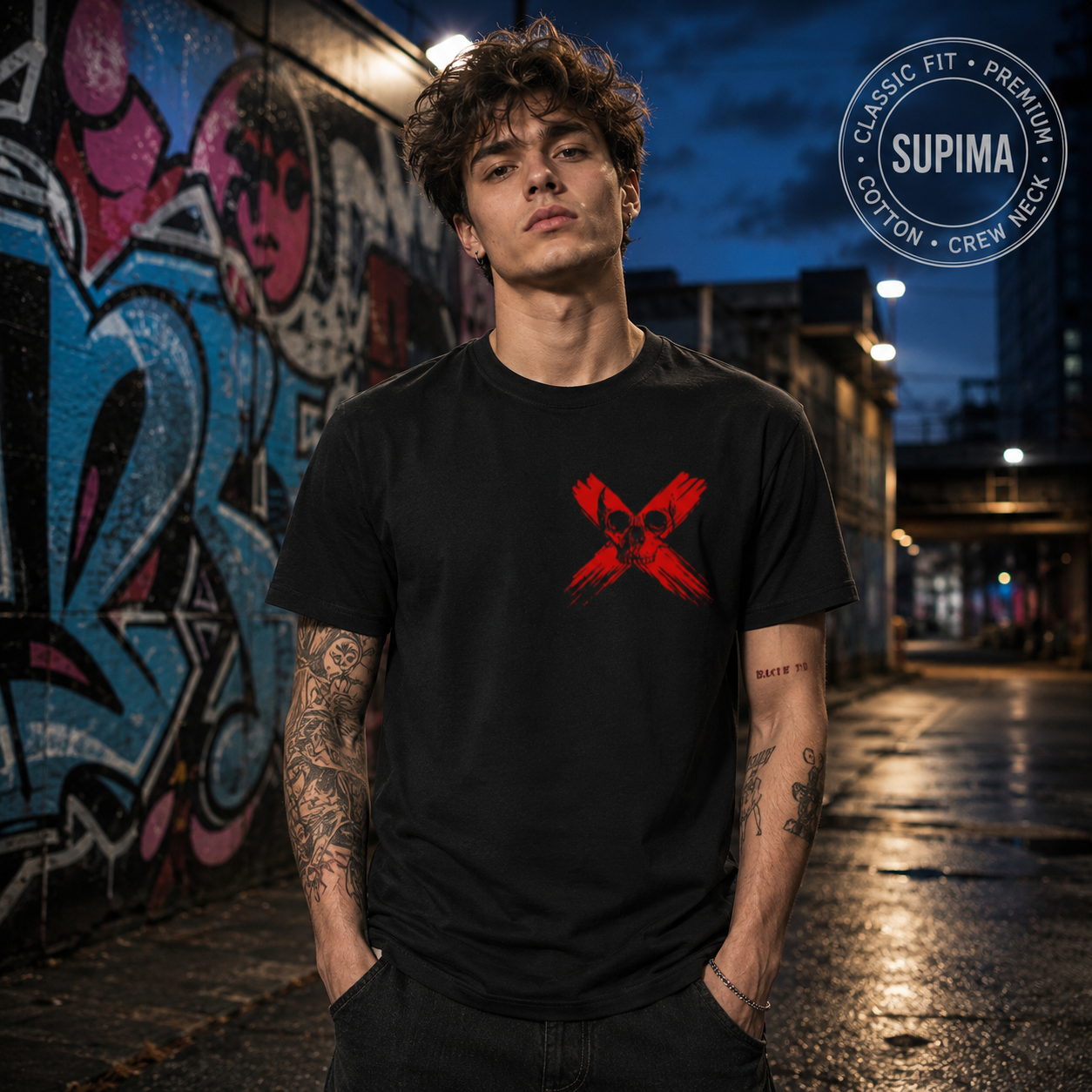 Storm BRN X Skull Supima T-Shirt – Dark Street Essential 🔥💀