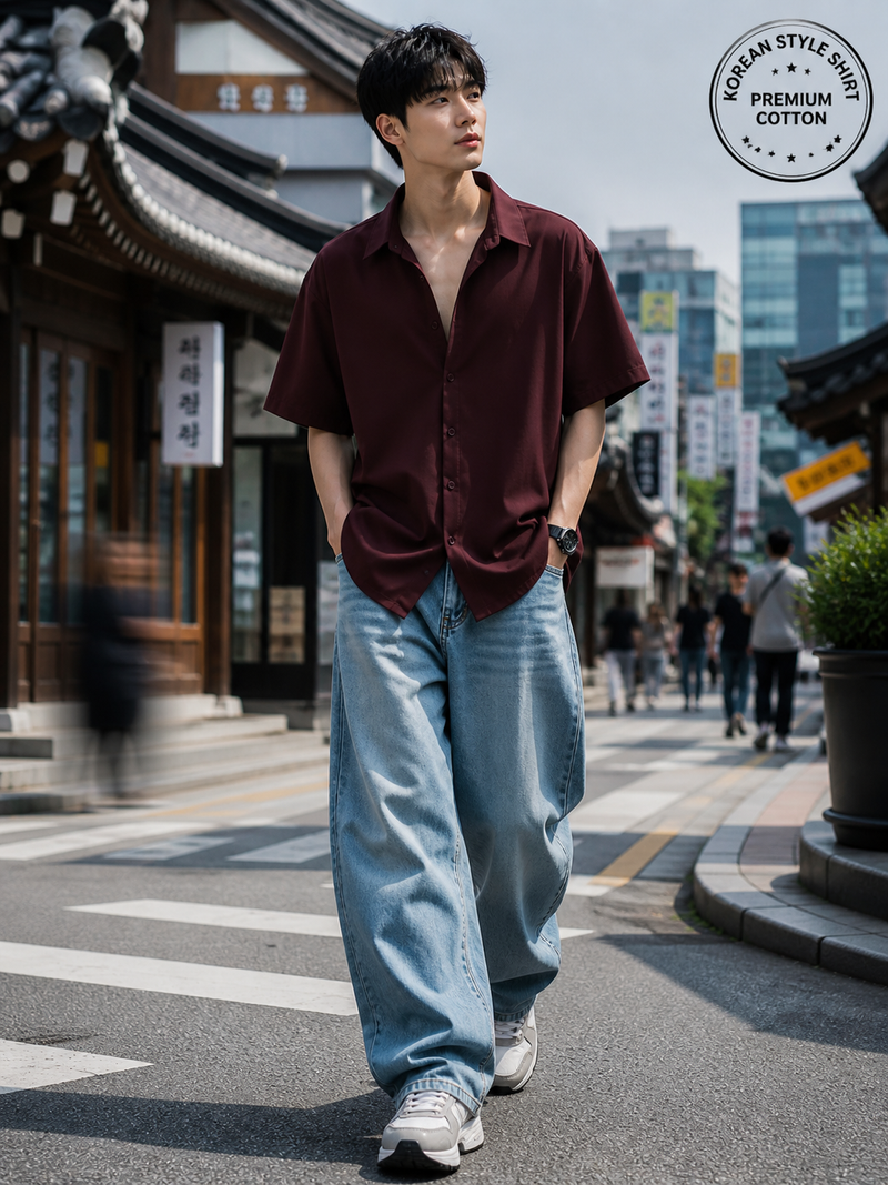 Relaxed Fit Korean Solid Shirt 🖤✨ | Clean Core Street Essential 🇰🇷