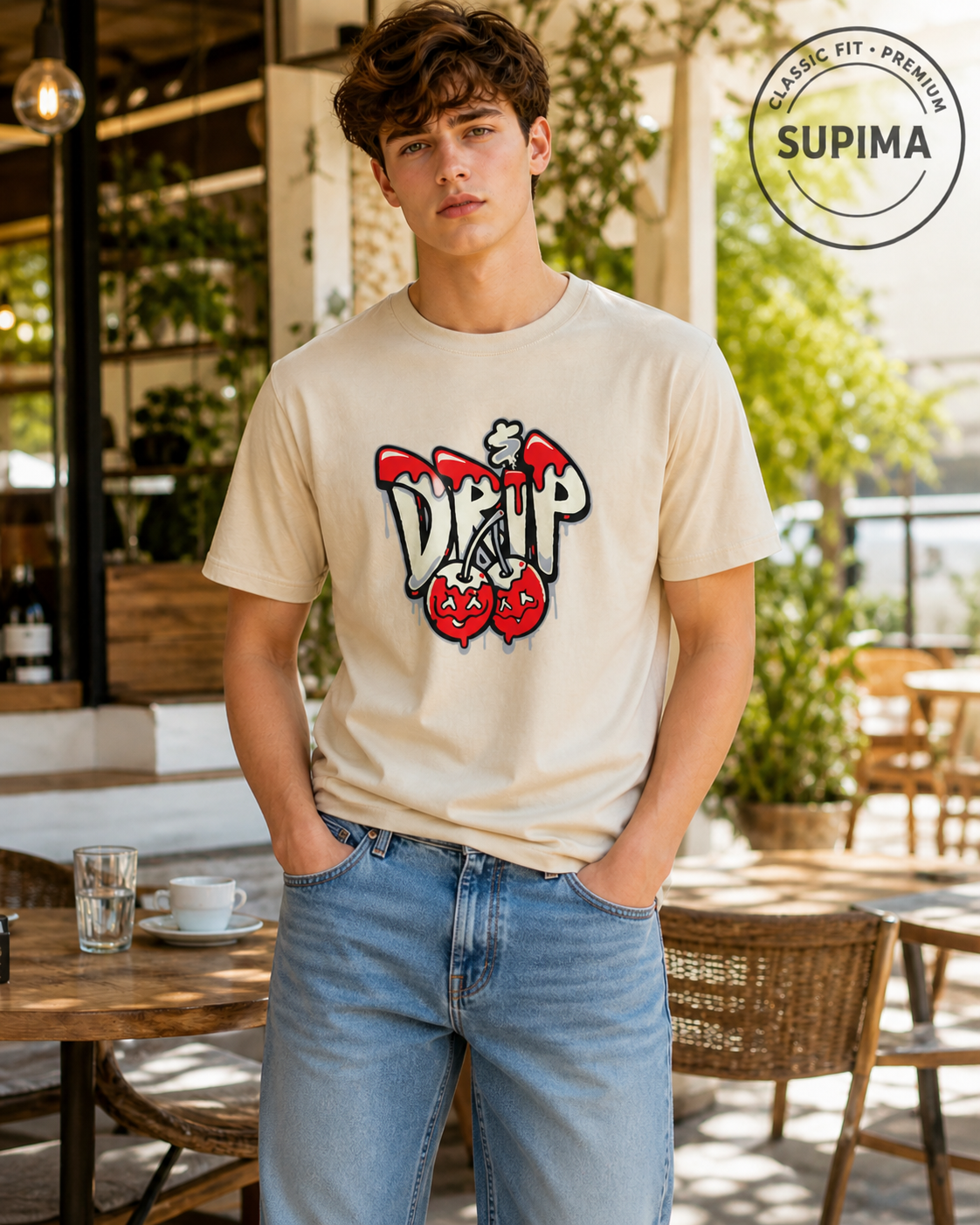 Cherry Drip Supima Tee