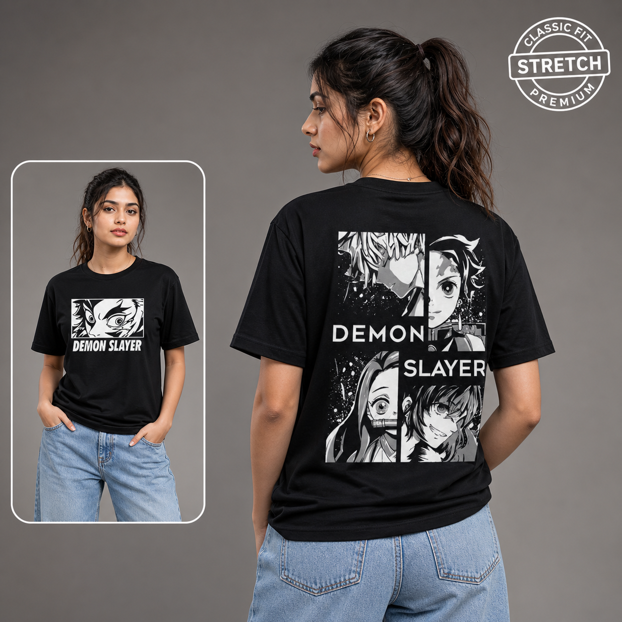 Split Demon Energy Stretch Tee ⚔️🖤 | Anime Core Fit