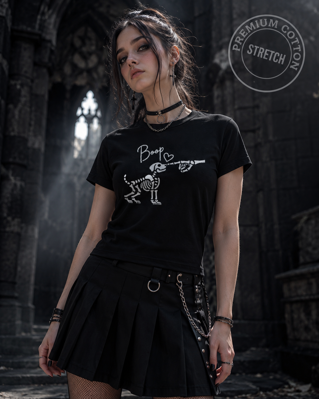 “Boop.” Skeleton Pup Tee 🖤💀
