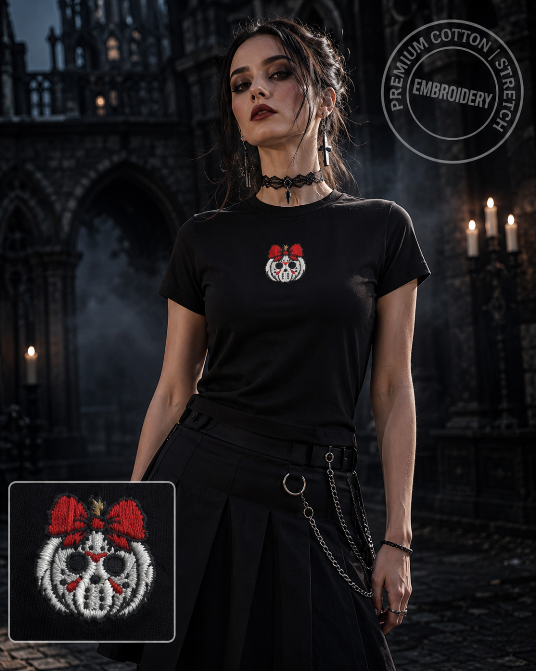 Spooky Cutie Skull Bow Tee 🎀💀