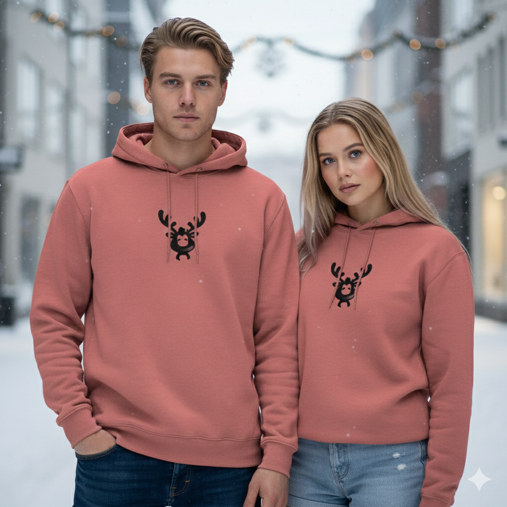 “Moody Reindeer” Cozy Hoodie – Aesthetic Winter Drip