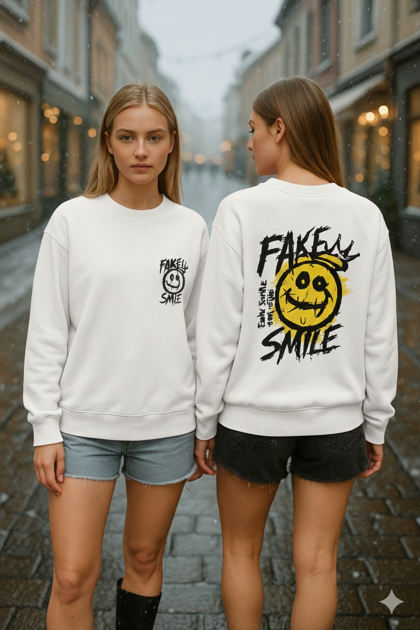 Fake Smile Graphic Sweatshirt
