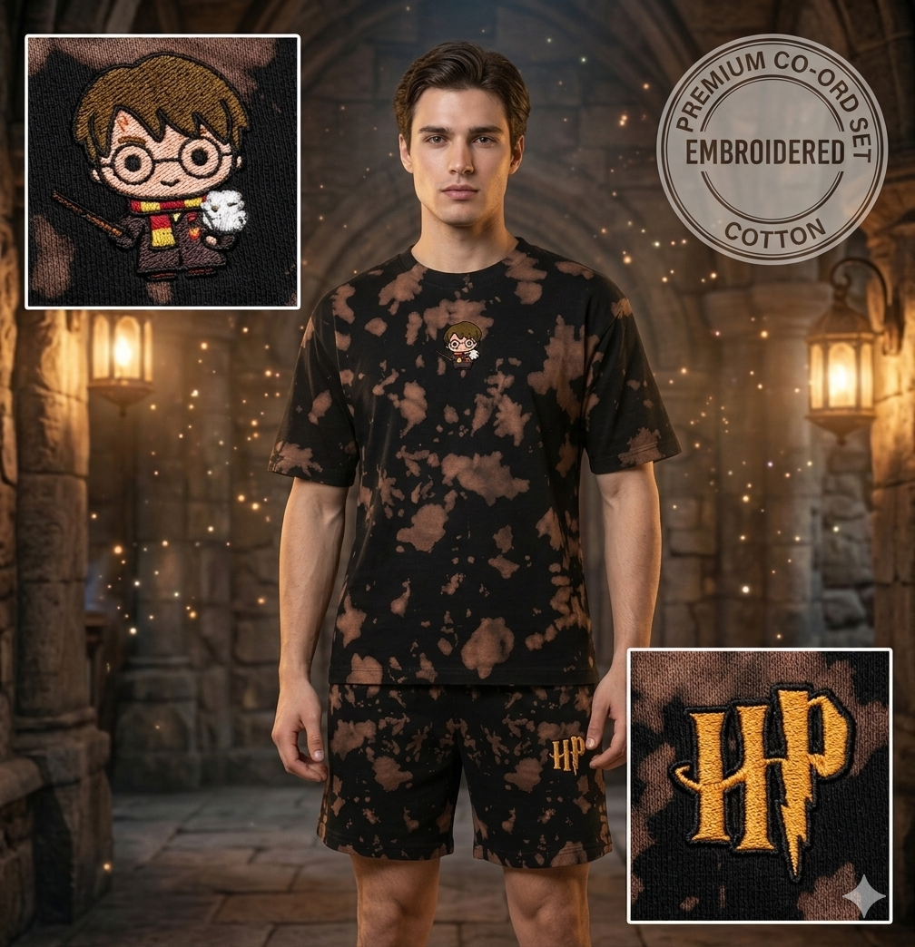 Wizard Tie-Dye Co-Ord Set ⚡🖤 | Embroidered Magic Drop ✨