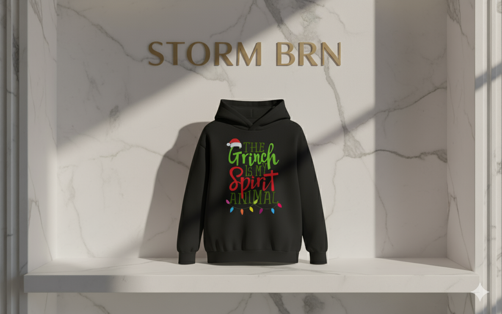 💚 Storm Brn "The Grinch Is My Spirit Animal" Fleece Hoodie