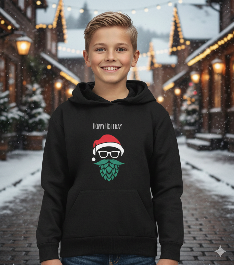 Hoppy Holidays” Boys Hoodie — Lil’ Santa Drip for Tiny Trendsetters