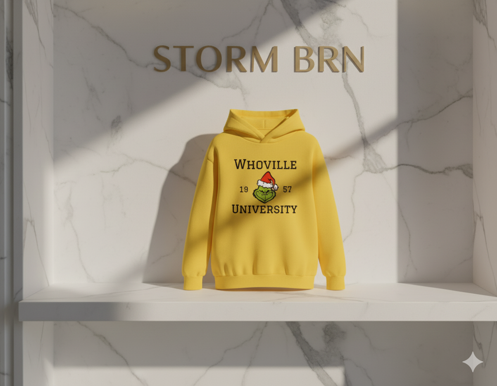 Whoville University Kids Hoodie - The Grinch storm brn Holiday Collection (Ages 0-13)