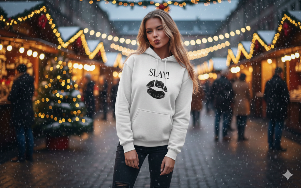 SLAY! Lips Graphic Hoodie – Bold Feminine Streetwear (Teen & Adult)