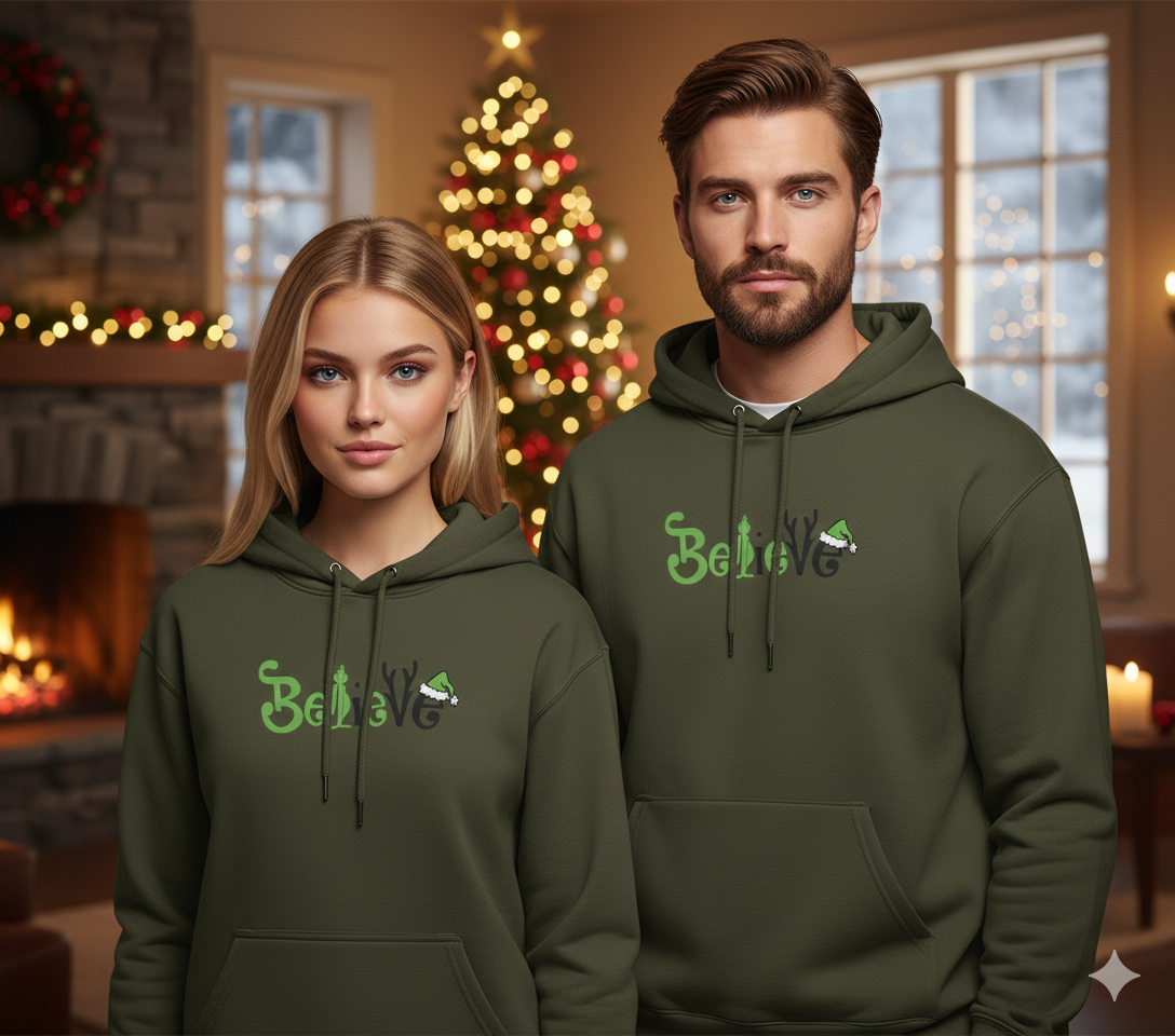 BELIEVE — Grinch-Core X-Mas Hoodies