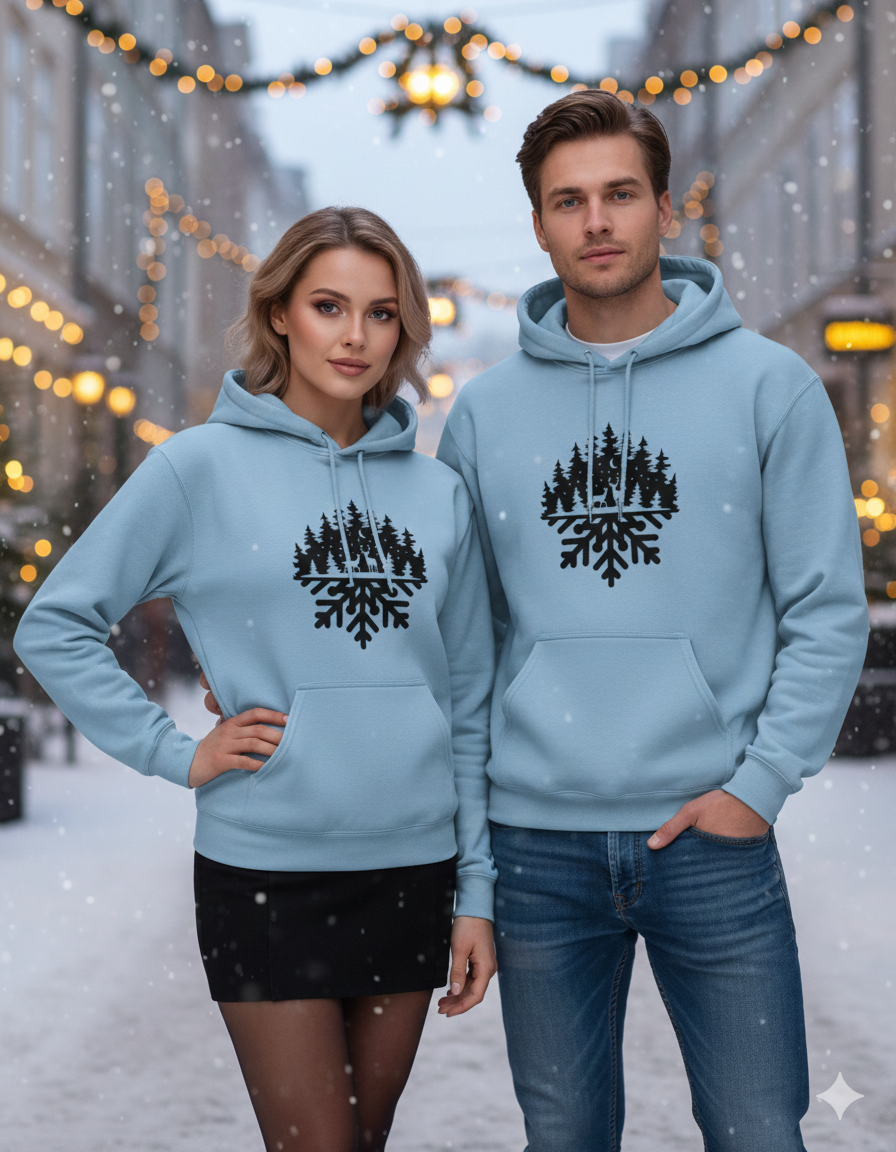 Forest Snowflake Graphic - Cozy Winter Vibes Hoodie