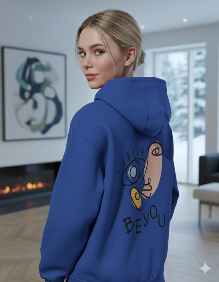 Be You" Line Art & "Stand Out" Puff Print Hoodie