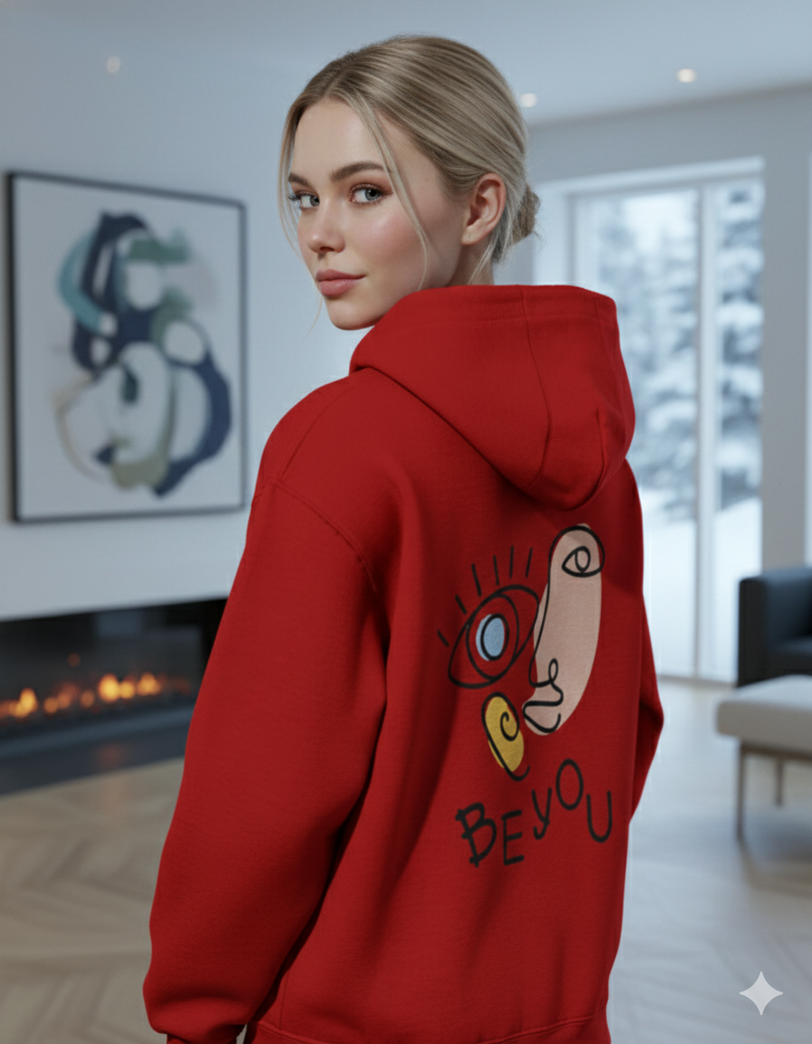Be You" Line Art & "Stand Out" Puff Print Hoodie