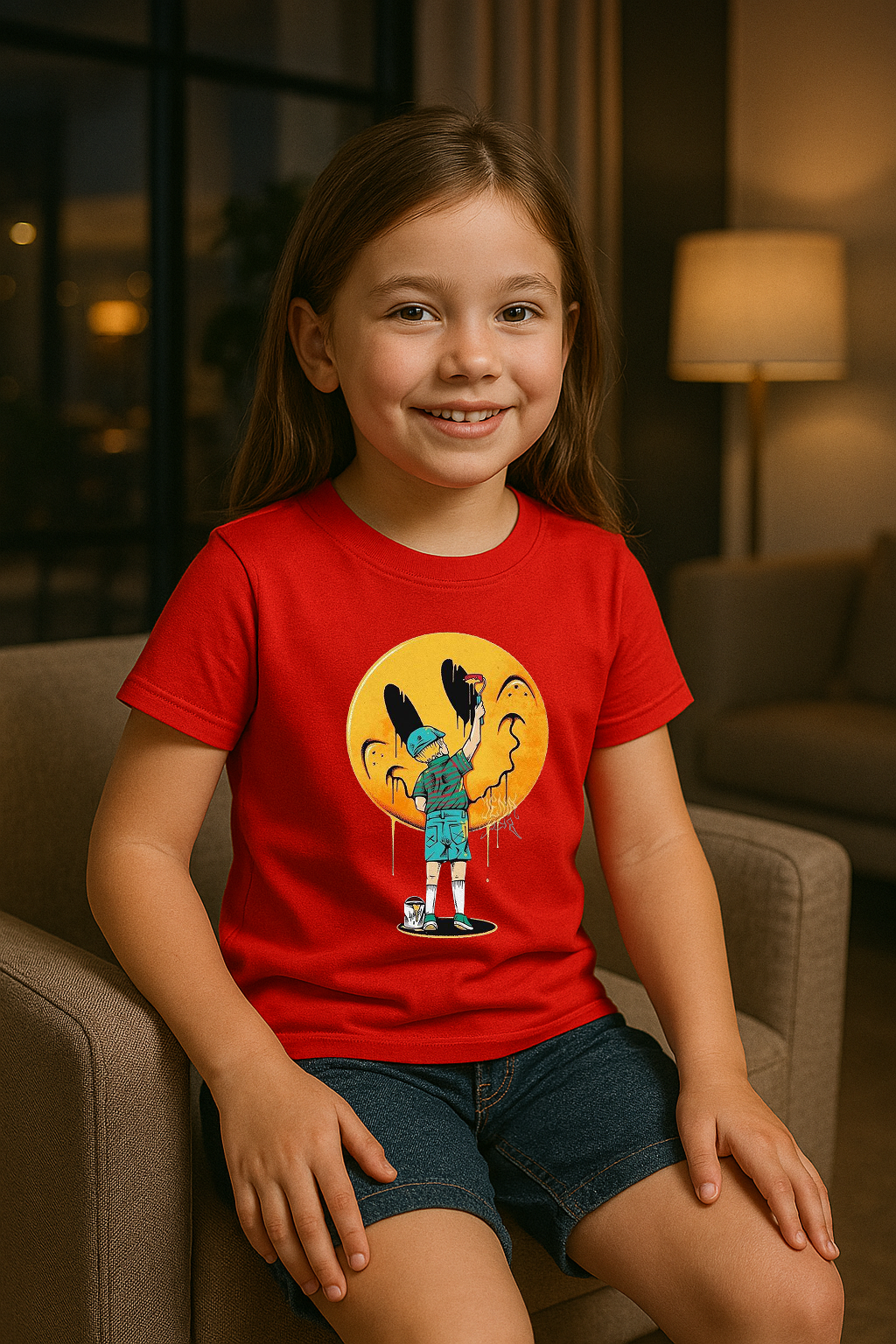 Storm BRN “Street Smiley” Tee – Cool Kid Vibes (Unisex, 0–13 Yrs)