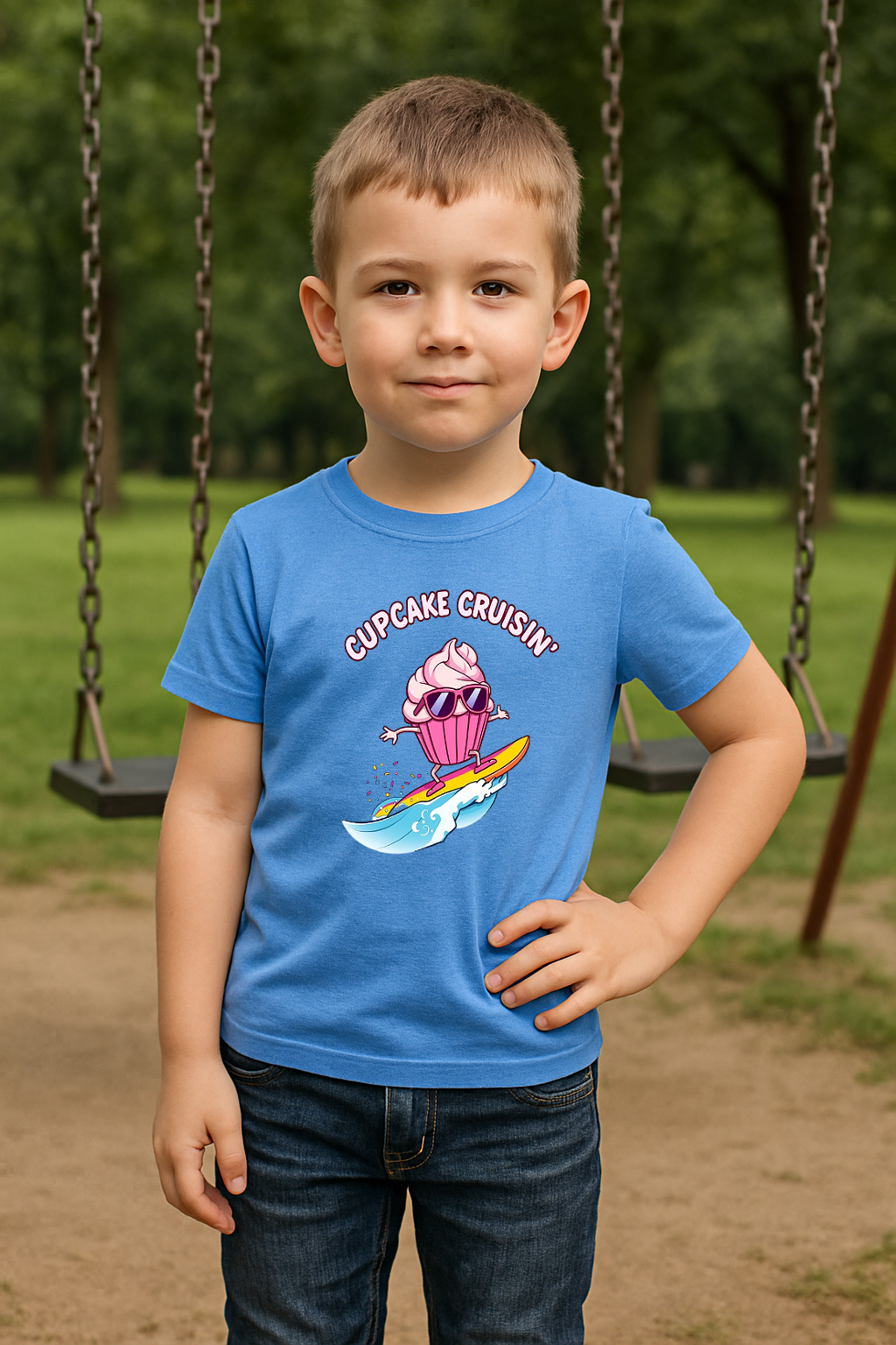 🧁 Cupcake Cruisin’ Tee – Ride the Sweet Wave! 🏄‍♂️