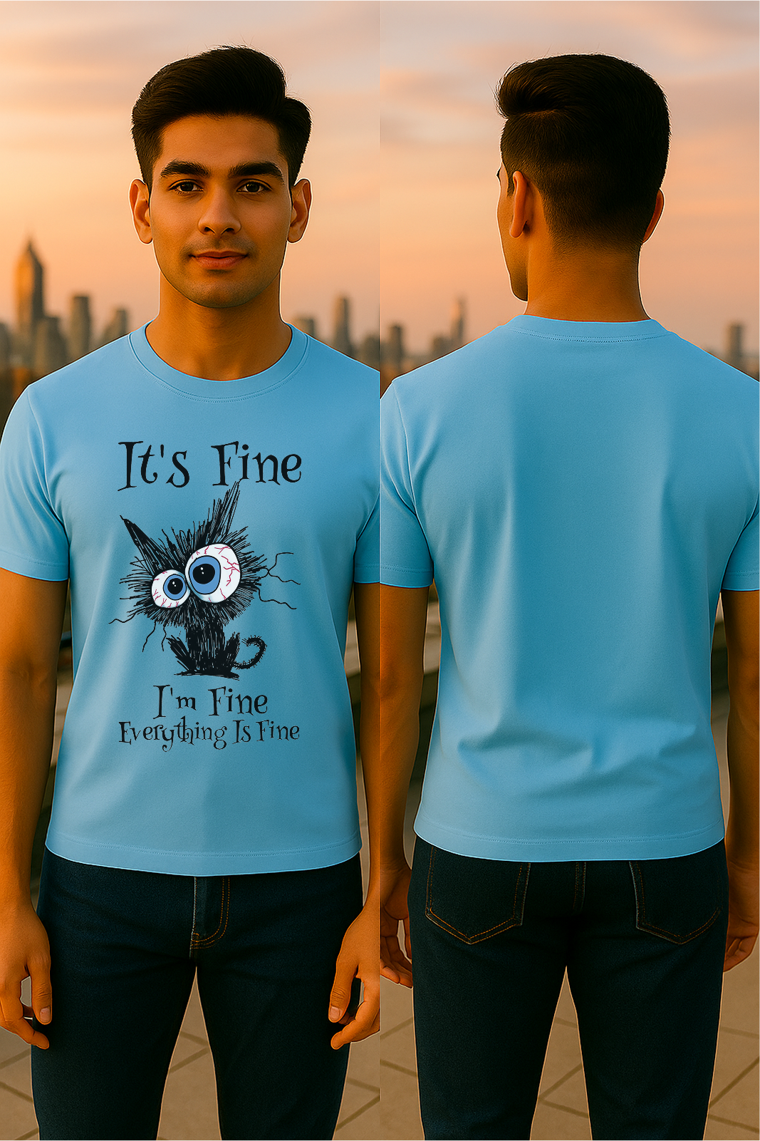 💥 "It’s Fine" Puff Print Tee – Chaos But Make It Cute 💥