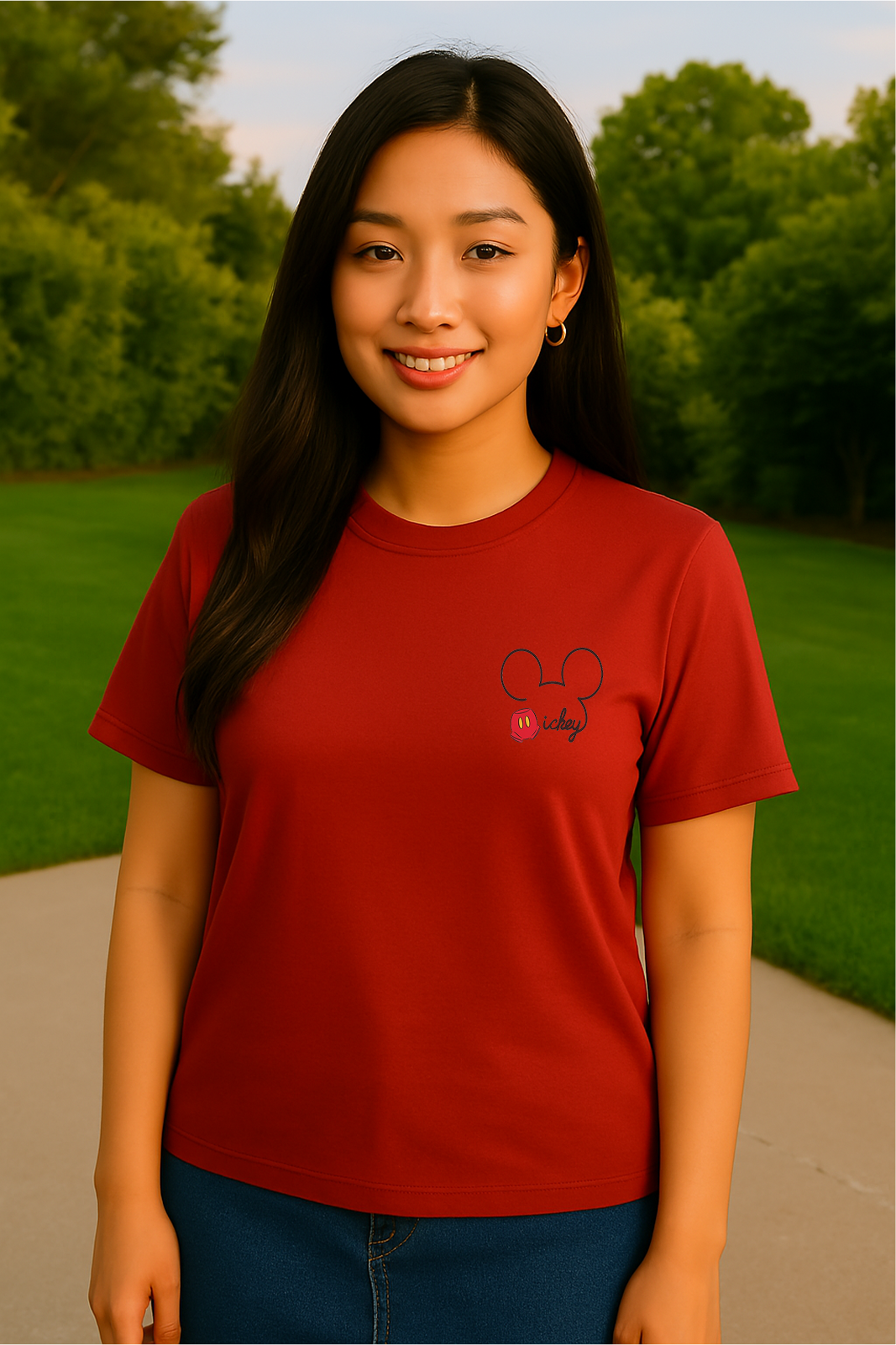 Mickey Mouse Embroidered Tee (Unisex – See Size Chart Before Choosing)