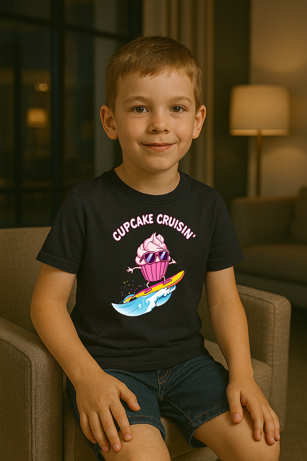 🧁 Cupcake Cruisin’ Tee – Ride the Sweet Wave! 🏄‍♂️
