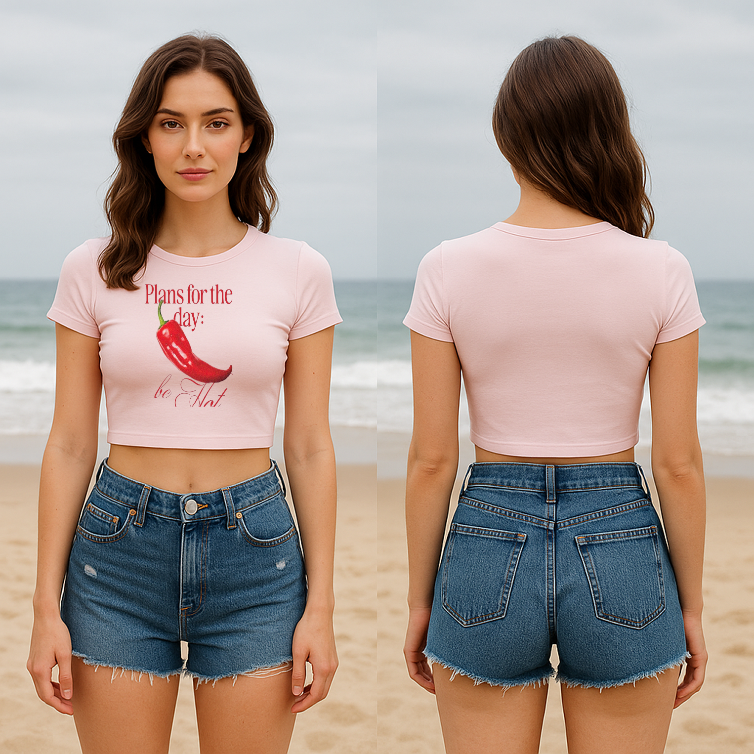 “Plans for the Day: Be Hot” Graphic Crop Tee – Flirt Bold, Feel Soft