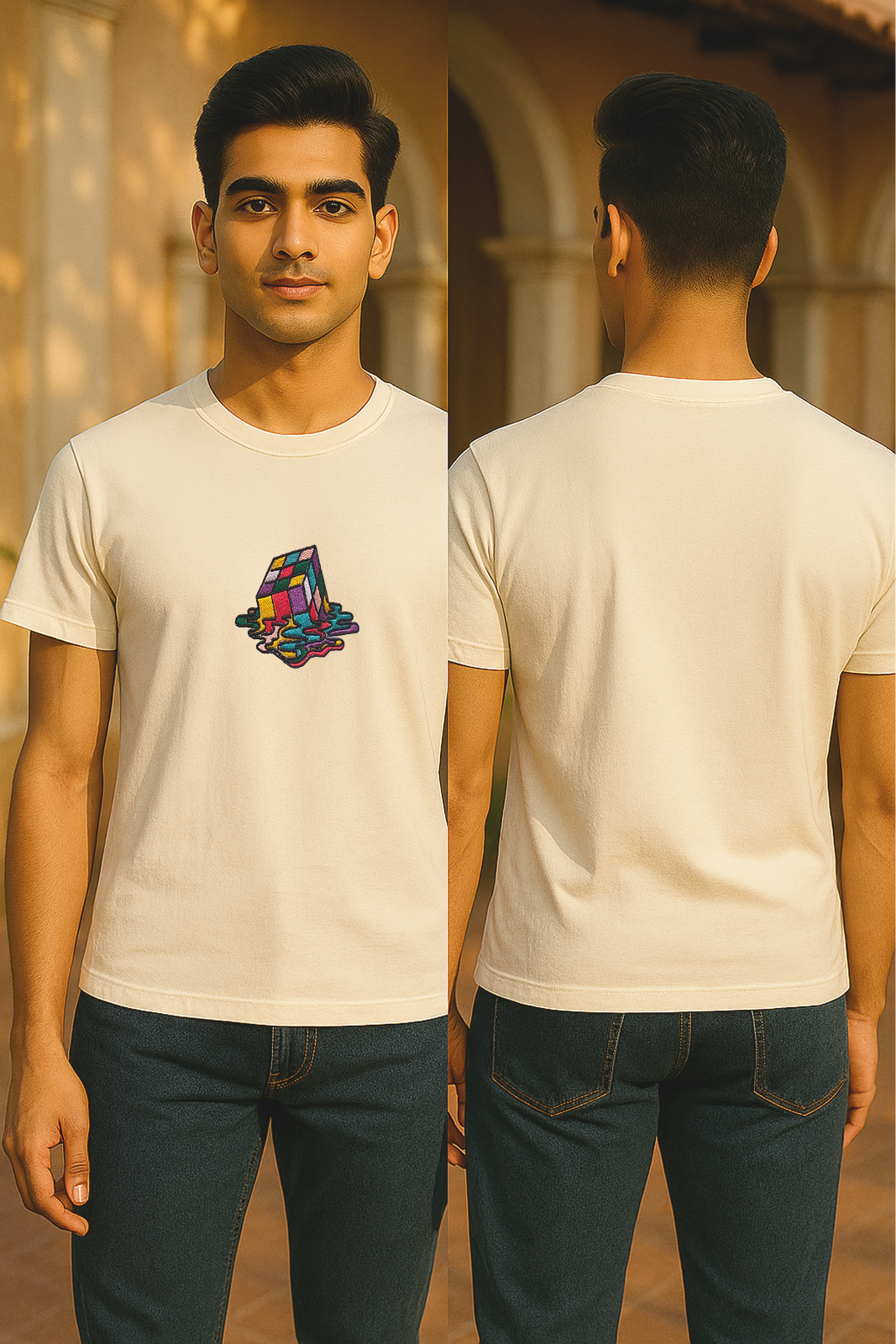 Melting Rubik’s Cube Embroidery 🧊🌈 (See Size Chart Before Choosing Size)