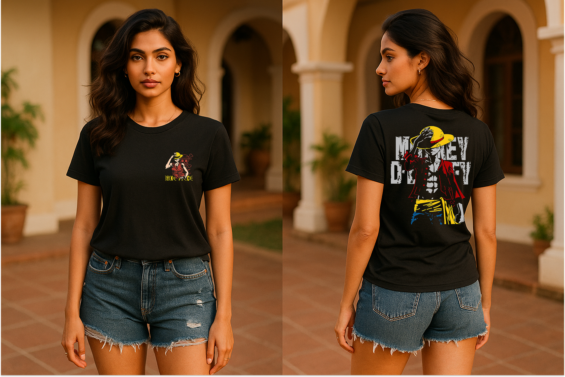 🏴☠️ Storm Brn One Piece Luffy Tee – Front &amp; Back Print | Regular Fit (See the size chart before choosing the size)