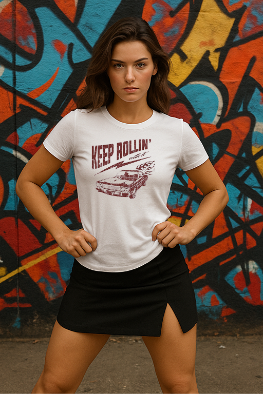 “Keep Rollin’” Retro Muscle Tee – Fueled by Fire, Styled for the Streets
