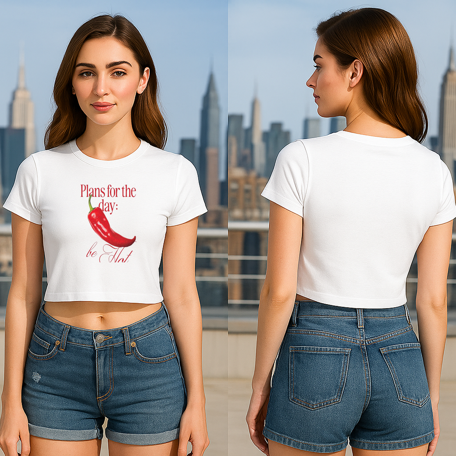 “Plans for the Day: Be Hot” Graphic Crop Tee – Flirt Bold, Feel Soft
